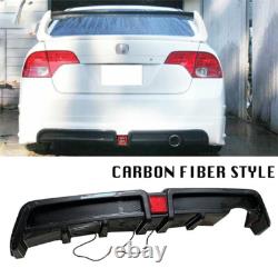 Rear Bumper Diffuser with LED For Honda Civic Mugen RR Carbon Fiber Style 2006-11