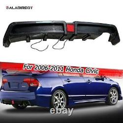 Rear Bumper Diffuser withLED For 06-11 Honda Civic 4dr Mugen RR Carbon Fiber Style