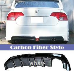 Rear Bumper Diffuser withLED For 06-11 Honda Civic 4dr Mugen RR Carbon Fiber Style