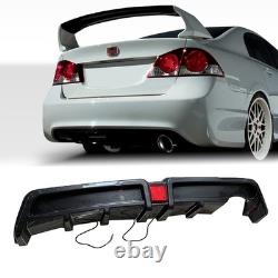 Rear Bumper Diffuser withLED For 2006-2011 Honda Civic Mugen RR Carbon Fiber Style
