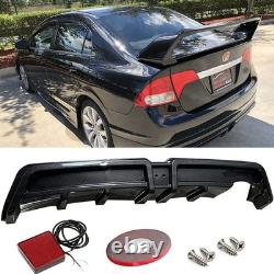 Rear Bumper Diffuser withLED For Honda Civic 2006-2011 Mugen RR Carbon Fiber Style