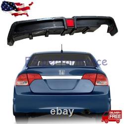 Rear Bumper Diffuser withLED For Honda Civic 2006-2011 Mugen RR Carbon Fiber Style