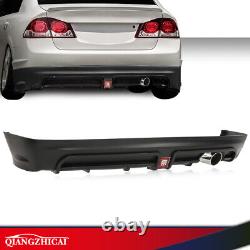 Rear Bumper Spoiler+ LED 3RD Brake Light + Muffler Tip Fit For 06-11 Civic Sedan