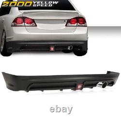 Rear Bumper Spoiler WithLED 3RD Brake Light+Muffler Tip Fit For 06-11 Civic Sedan