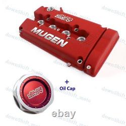 Red MUGEN Engine Valve Cover + Oil Cap For 1999 2000 Honda CIVIC SI Dohc VTEC