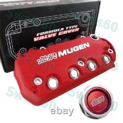 Red MUGEN Racing Rocker Engine Valve Cover with Oil Cap For Honda Civic VTEC SOHC