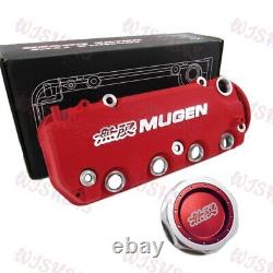 Red MUGEN Racing Rocker Engine Valve Cover with Oil Cap For Honda Civic VTEC SOHC