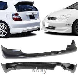 SASA 2x Combo for 02-05 Honda Civic Si EP3 3dr PU AW Front +TR Rear Bumper Lip