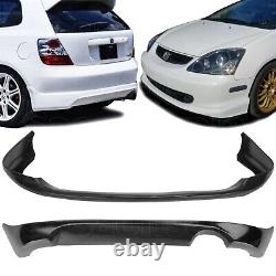 SASA 2x Combo for 02-05 Honda Civic Si EP3 3dr TR Front +TR Rear PU Bumper Lip