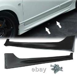 Side Skirt Mugen Style For 2006-2011 Honda Civic Sedan 4-Door Unpainted Black