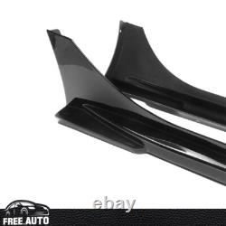 Side Skirts Fits 22-25 Honda Civic 4D 5D Mugen Style 2PCS Rocker PP Gloss Black