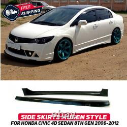 Side Skirts For Honda Civic 4D Sedan 8th Gen 2006-2012 Mugen Style Body Kit New