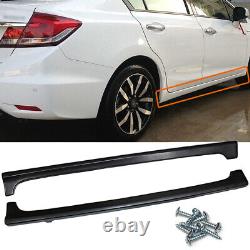 Side Skirts Rocker Panels Black For Honda Civic 9th 4-Door 2012 2013 2014 2015