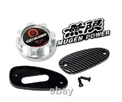 Silver Oil Cap & Carbon Fiber Look Antenna Cover For 96-00 Honda CIVIC Mugen Jdm