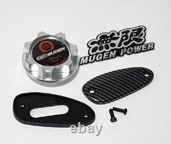 Silver Oil Cap & Carbon Fiber Look Antenna Cover For 96-00 Honda CIVIC Mugen Jdm