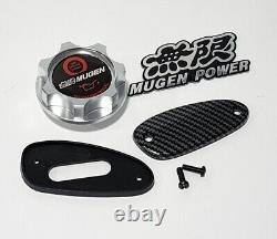 Silver Oil Cap & Carbon Fiber Look Antenna Cover For 96-00 Honda CIVIC Mugen Jdm