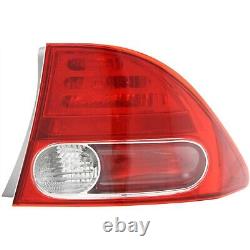 Tail Light Set For 2006-2008 Honda Civic LH RH Inner Outer Clear/Red Halogen