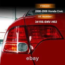 Tail Lights Set For 2006-2008 Honda Civic LH RH Inner Outer Clear/Red Halogen